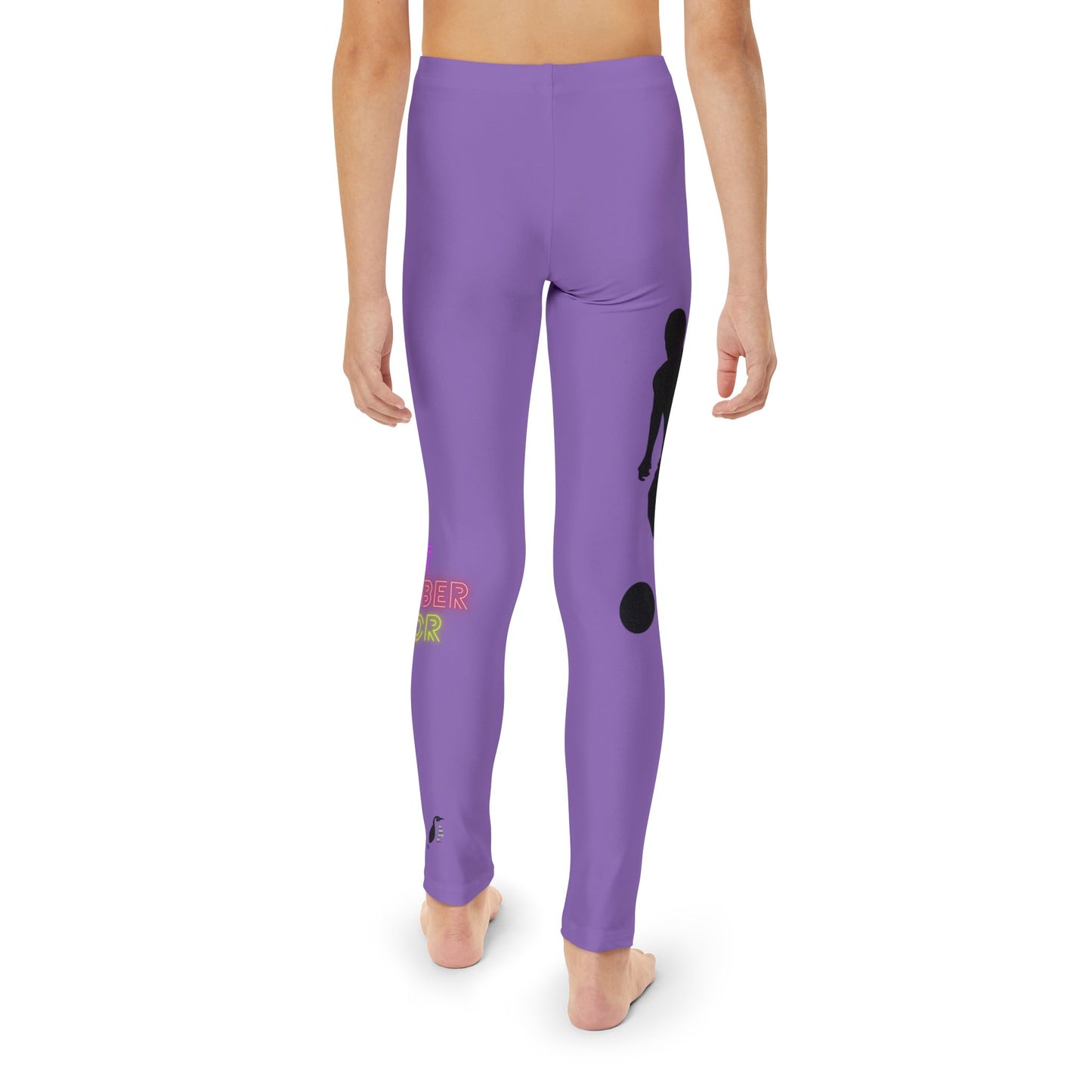 Youth Full-Length Leggings: Soccer Lite Purple