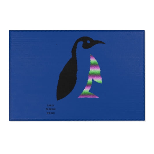 Area Rug (Rectangle): Crazy Penguin World Logo Dark Blue
