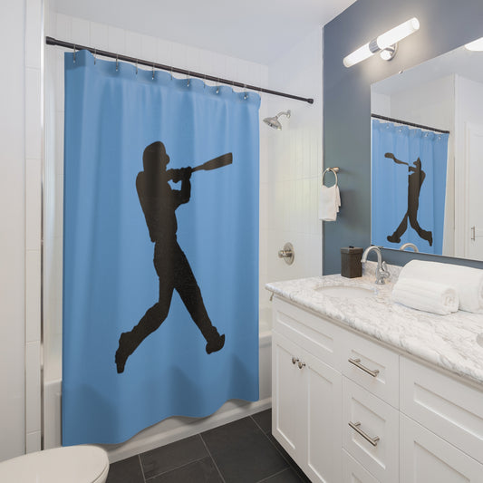 Shower Curtains: #1 Baseball Lite Blue