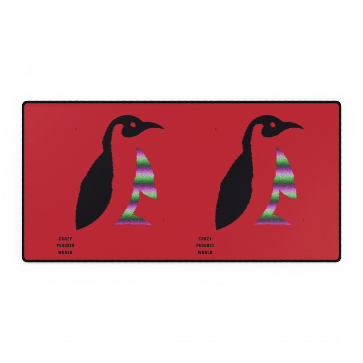 Desk Mats: Crazy Penguin World Logo Dark Red