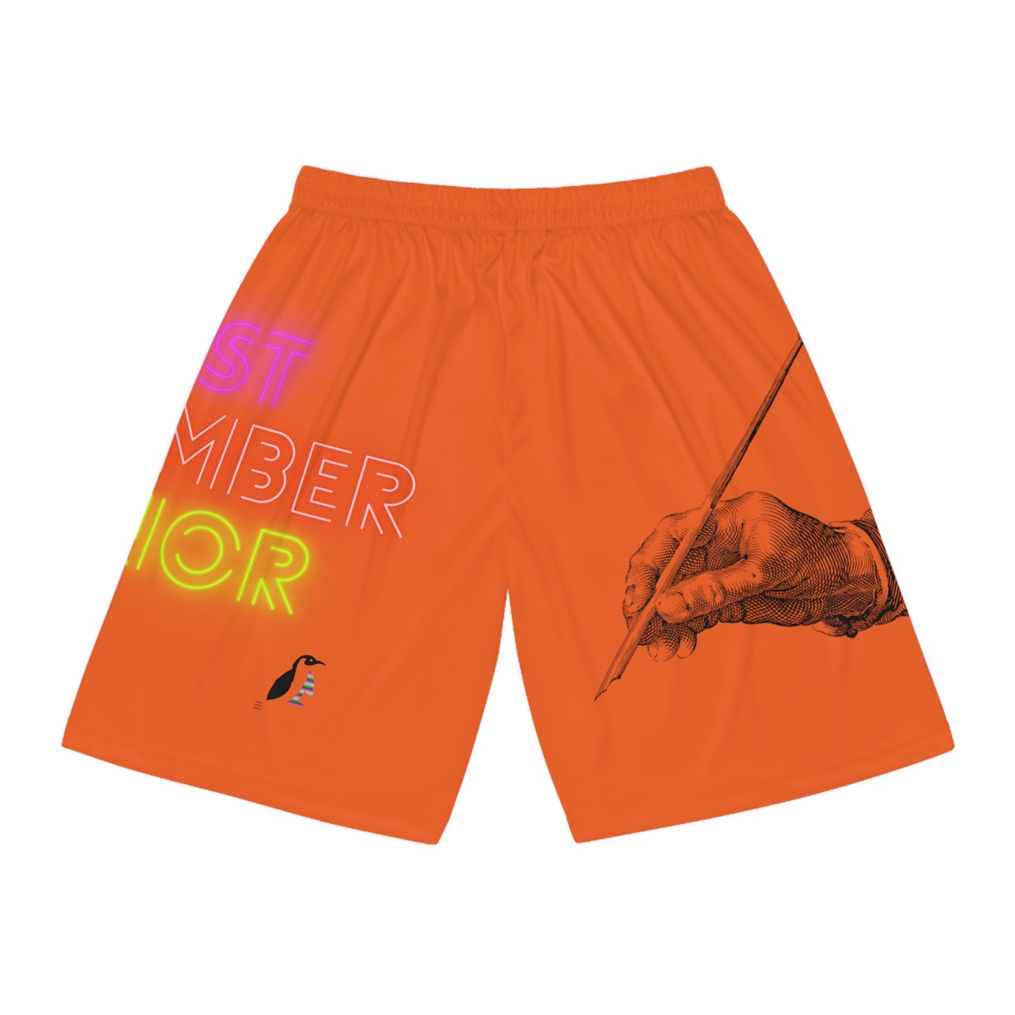 Basketball Shorts: Writing Orange