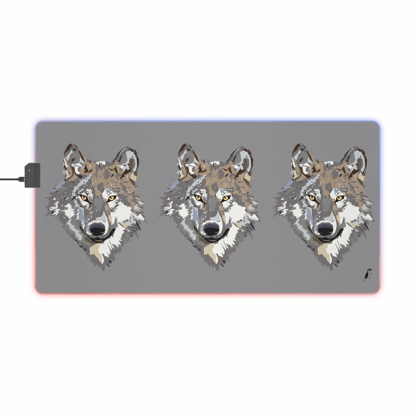 LED Gaming Mouse Pad: Wolves Grey