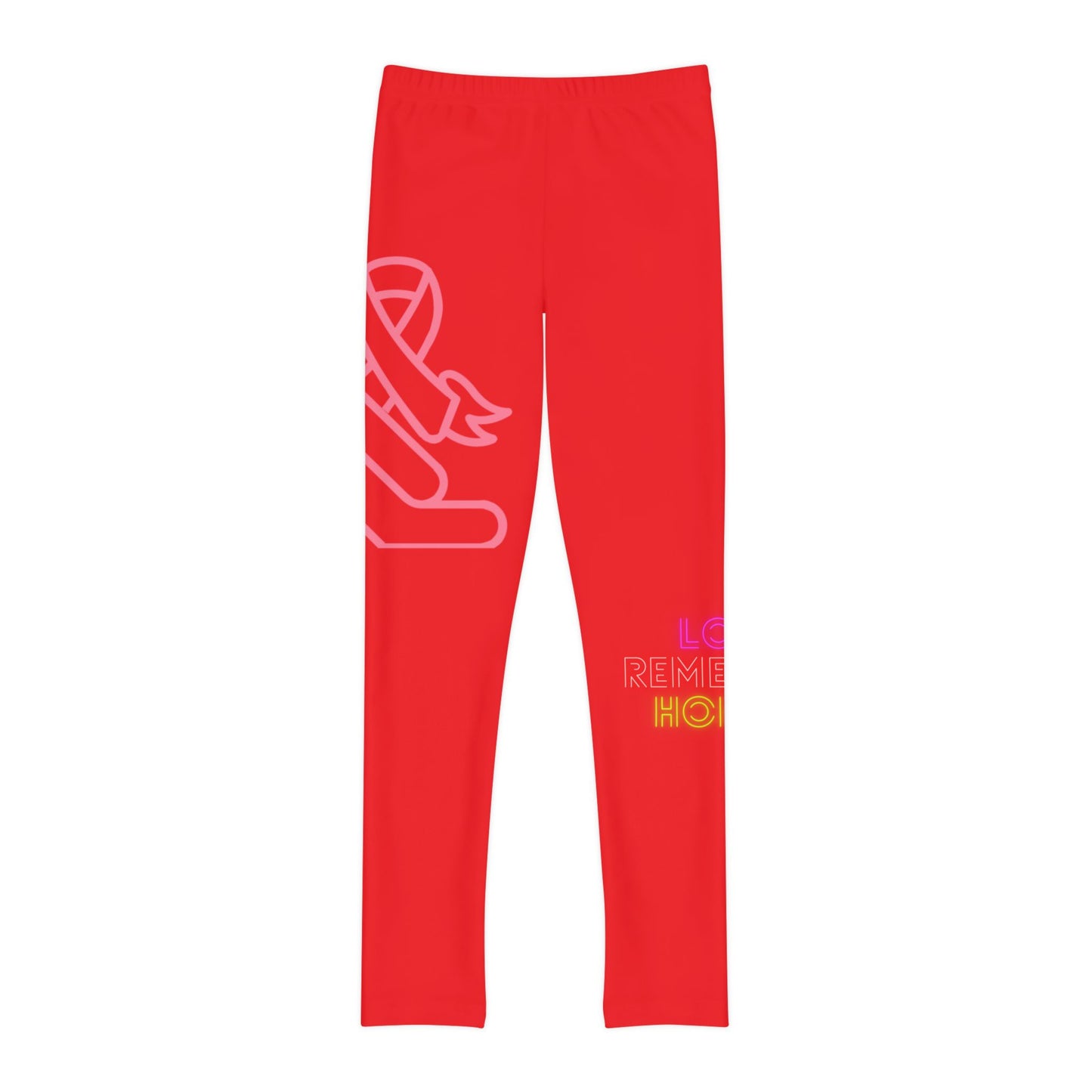 Youth Full-Length Leggings: Fight Cancer Red