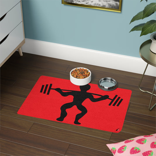 Pet Food Mat: Weightlifting Red