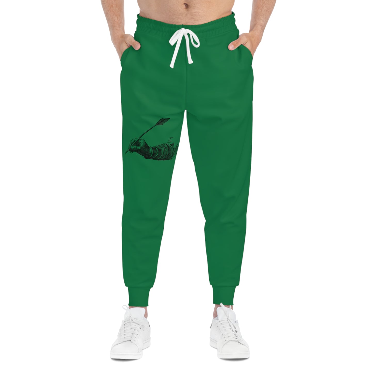 Athletic Joggers: Writing Dark Green