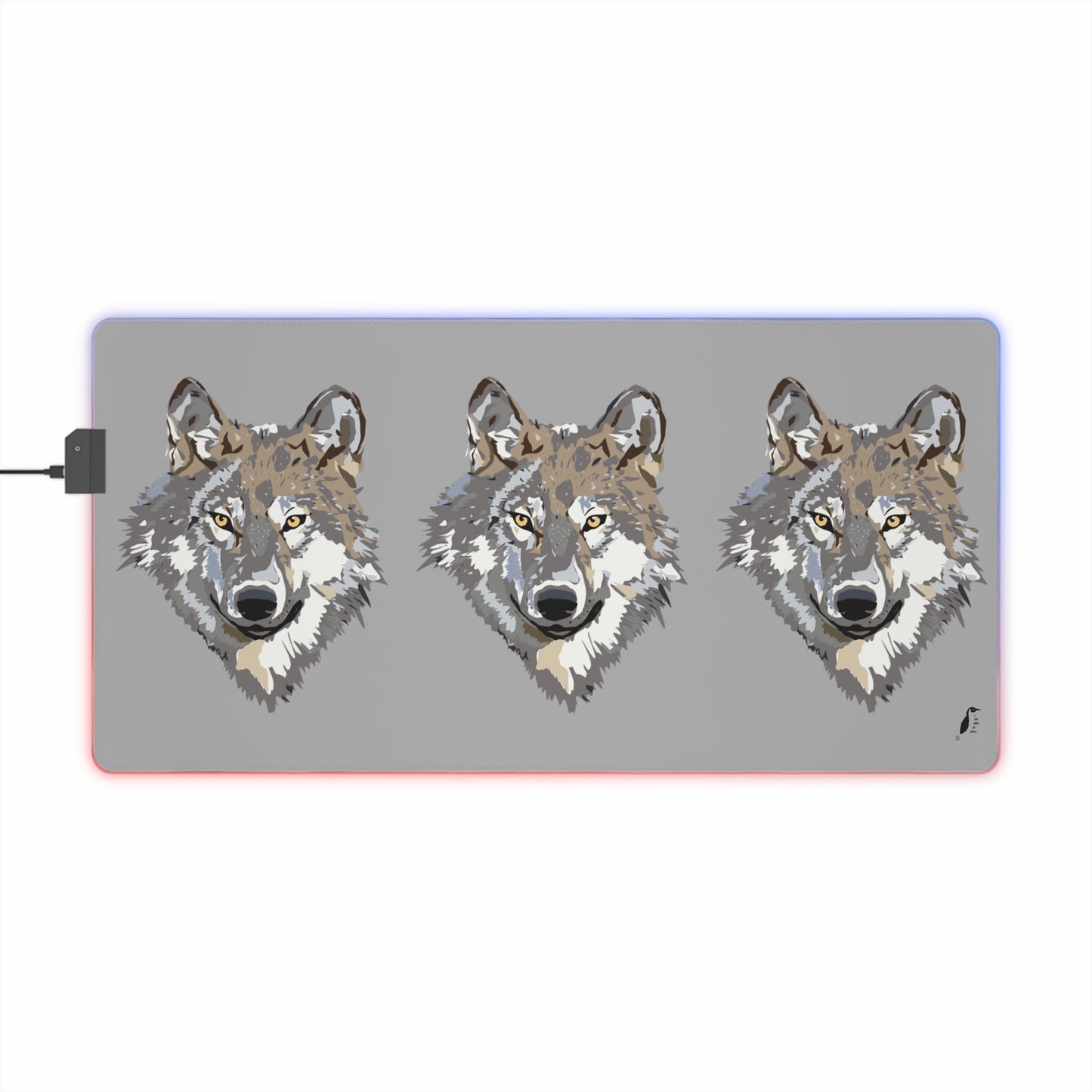 LED Gaming Mouse Pad: Wolves Lite Grey