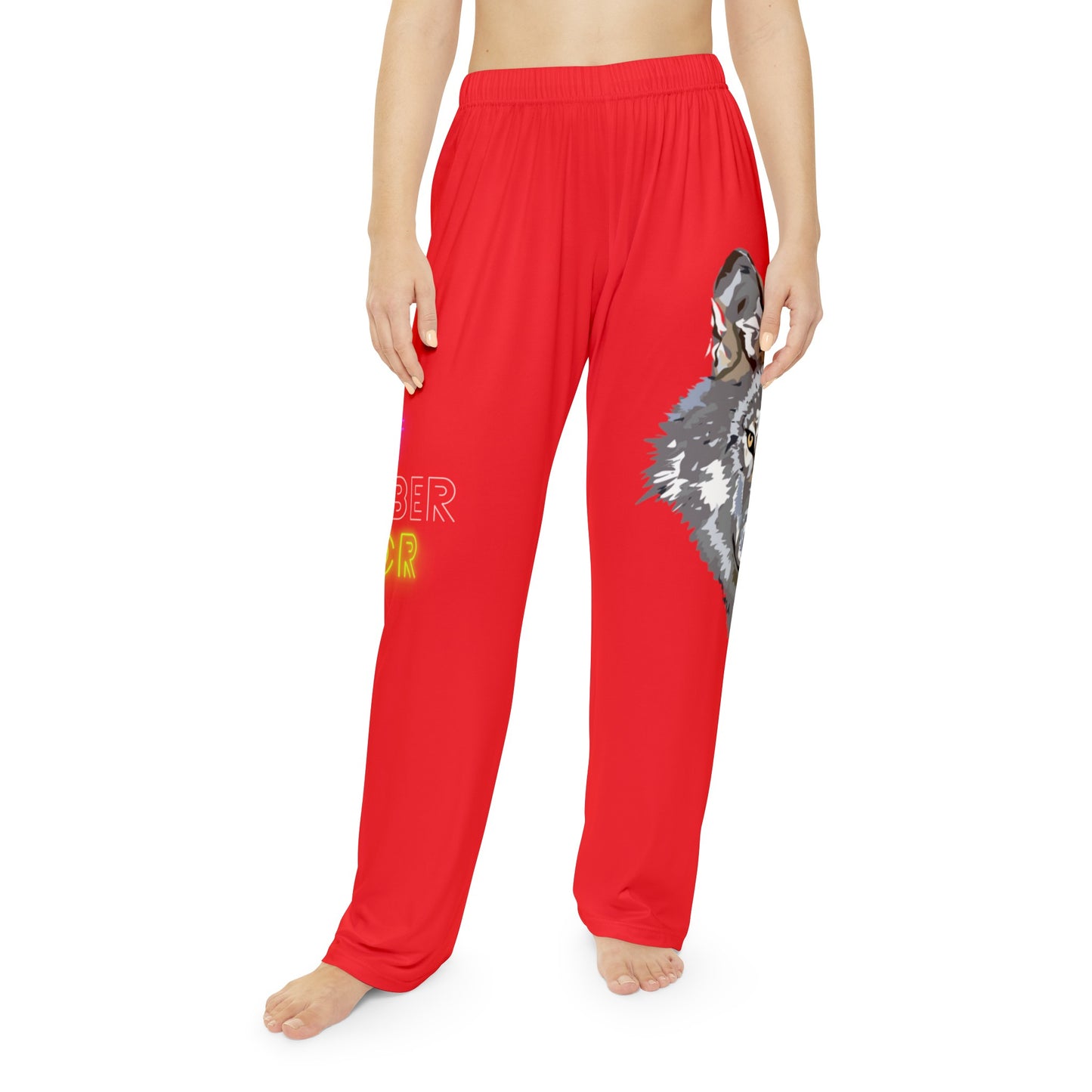 Women's Pajama Pants: Wolves Red