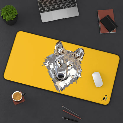 Desk Mat: Wolves Yellow