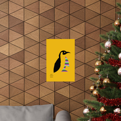 Premium Matte Vertical Posters: Crazy Penguin World Logo Yellow