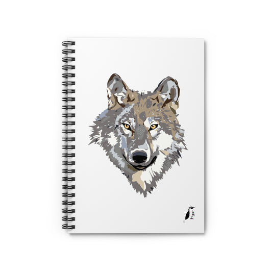Spiral Notebook - Ruled Line: Wolves White