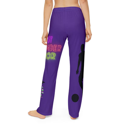 Kids Pajama Pants: Soccer Purple