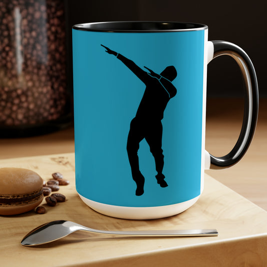 Two-Tone Coffee Mugs, 15oz: Dance Turquoise