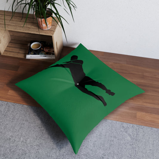 Tufted Floor Pillow, Square: Dance Dark Green
