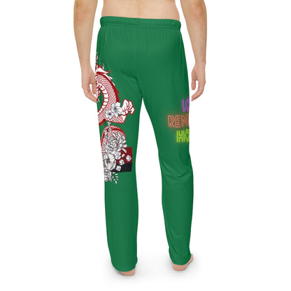 Men's Pajama Pants: Dragons Dark Green