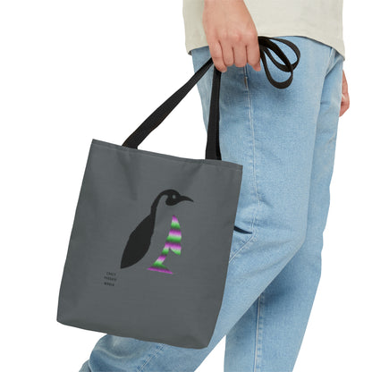 Tote Bag: Crazy Penguin World Logo Dark Grey