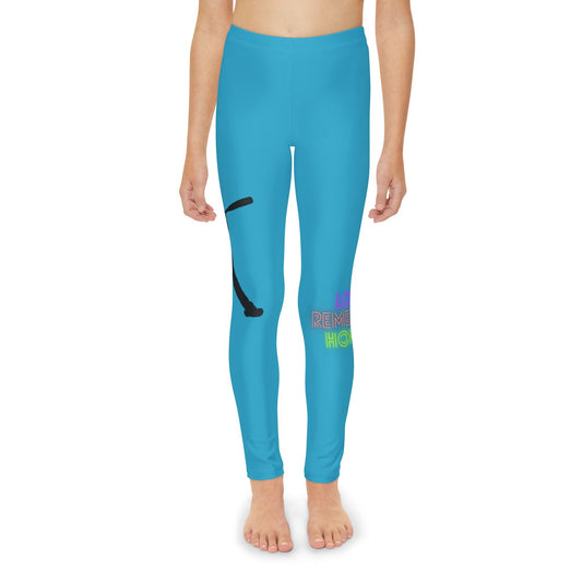 Youth Full-Length Leggings: Baseball Turquoise