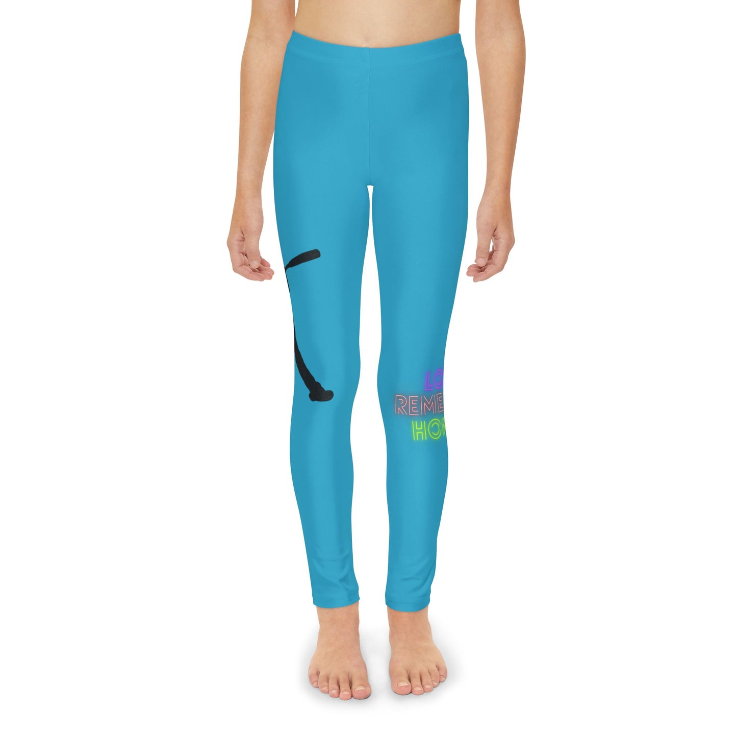 Youth Full-Length Leggings: Baseball Turquoise