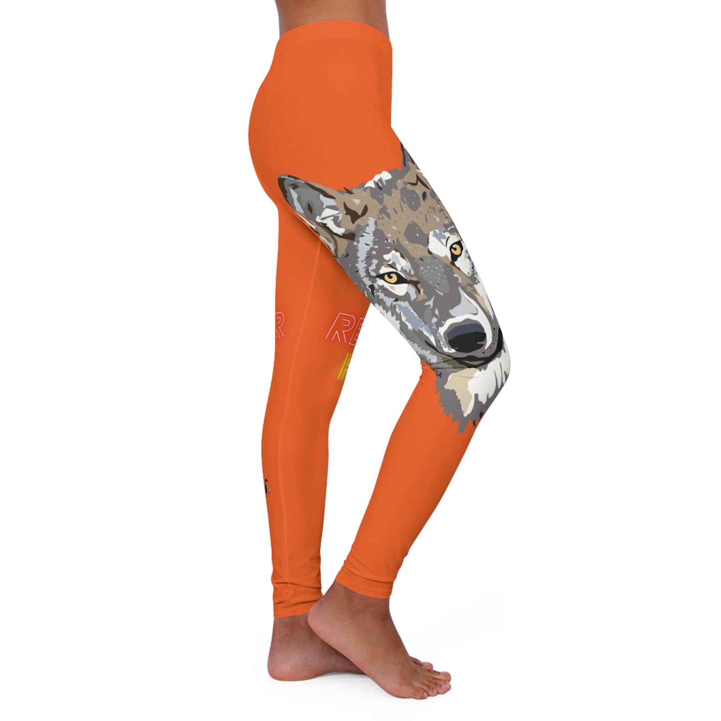 Women's Spandex Leggings: Wolves Orange