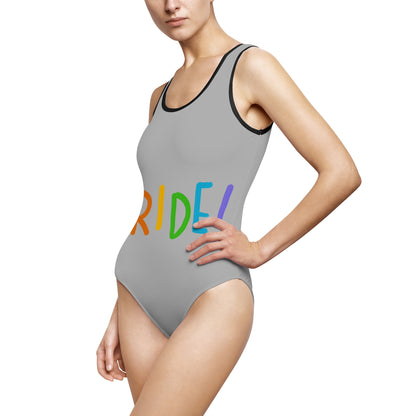 Women's Classic One-Piece Swimsuit: LGBTQ Pride Lite Grey