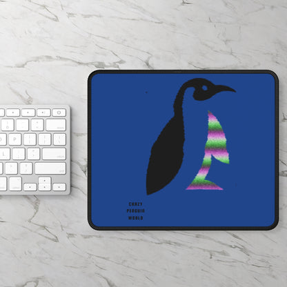 Gaming Mouse Pad: Crazy Penguin World Logo Dark Blue