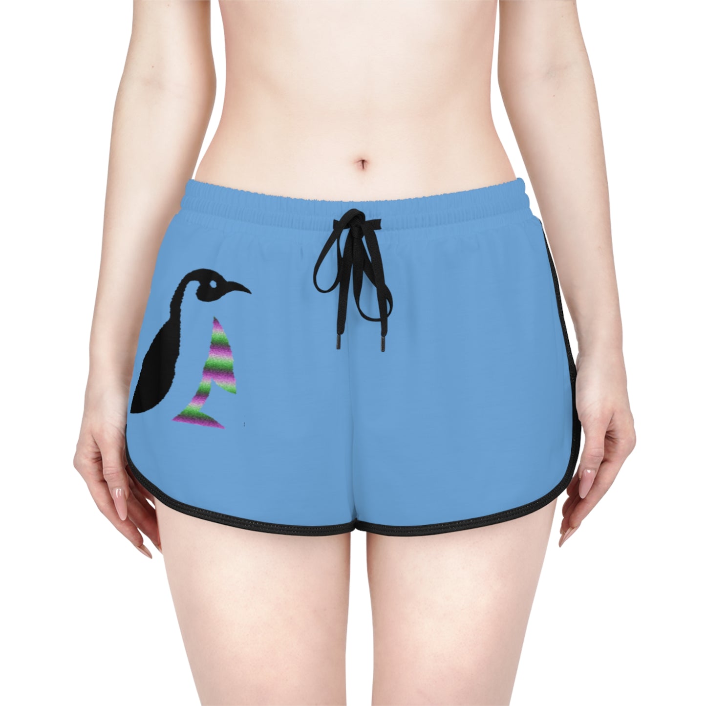 Women's Relaxed Shorts: Crazy Penguin World Logo Lite Blue