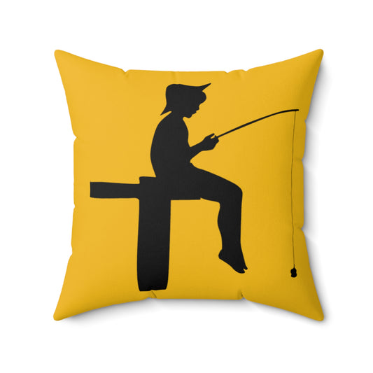 Spun Polyester Square Pillow: Fishing Yellow