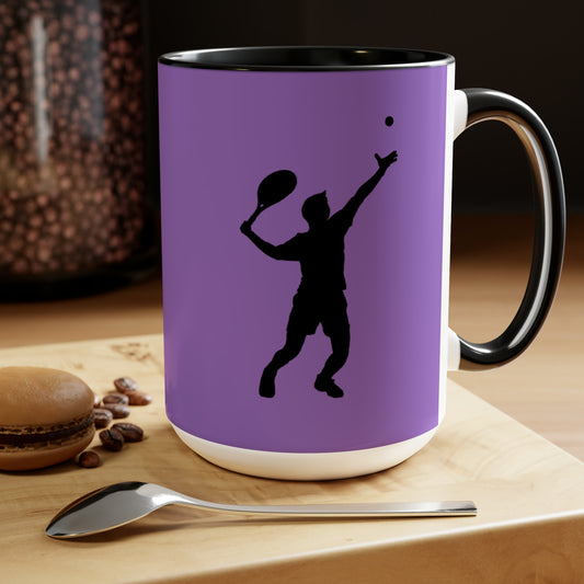 Two-Tone Coffee Mugs, 15oz: Tennis Lite Purple