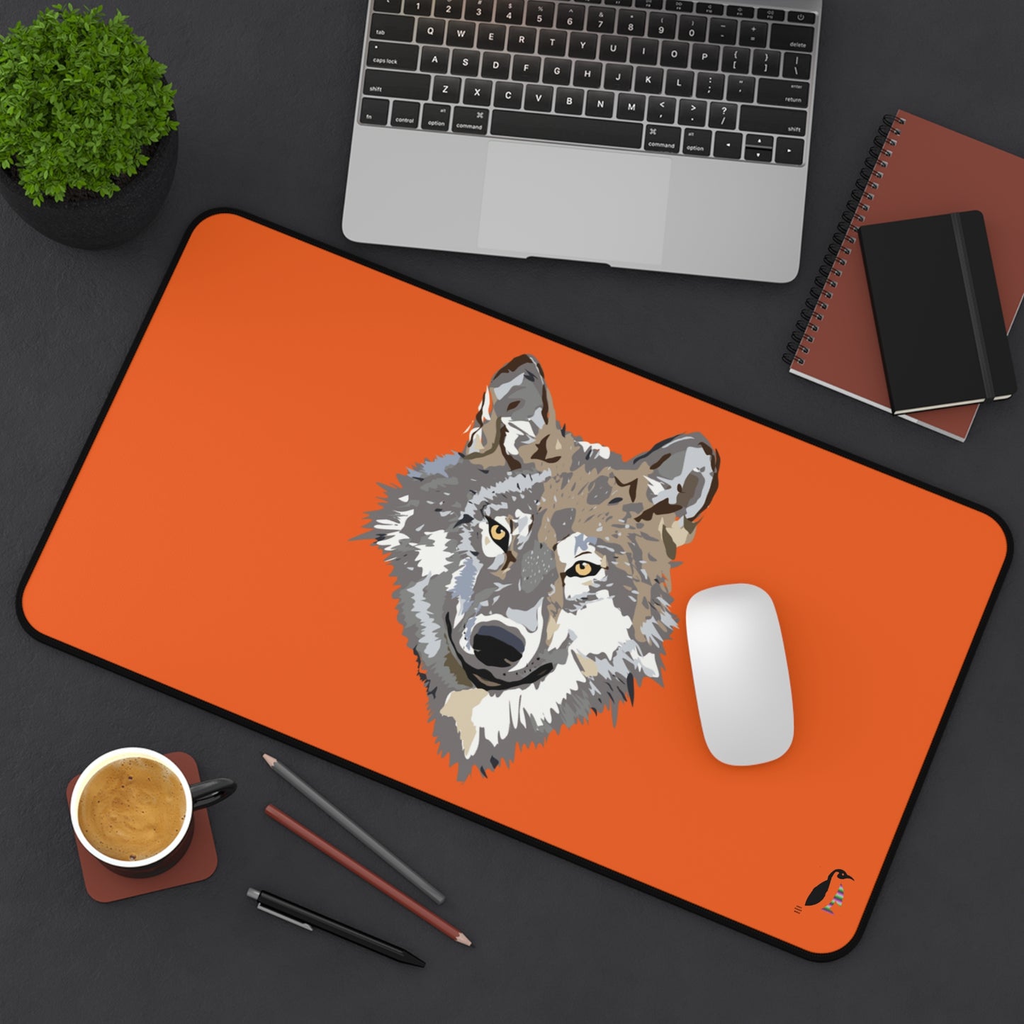 Desk Mat: Wolves Orange