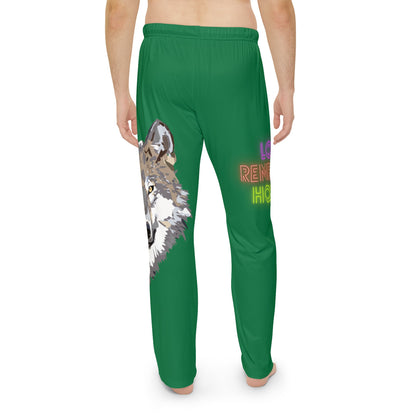 Men's Pajama Pants: Wolves Dark Green