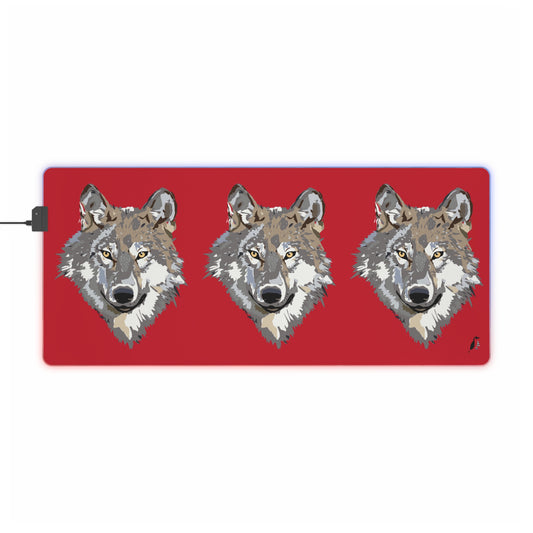 LED Gaming Mouse Pad: Wolves Dark Red