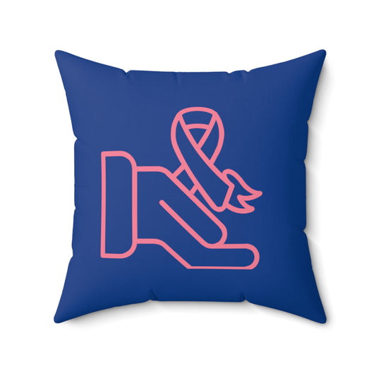 Spun Polyester Square Pillow: Fight Cancer Dark Blue