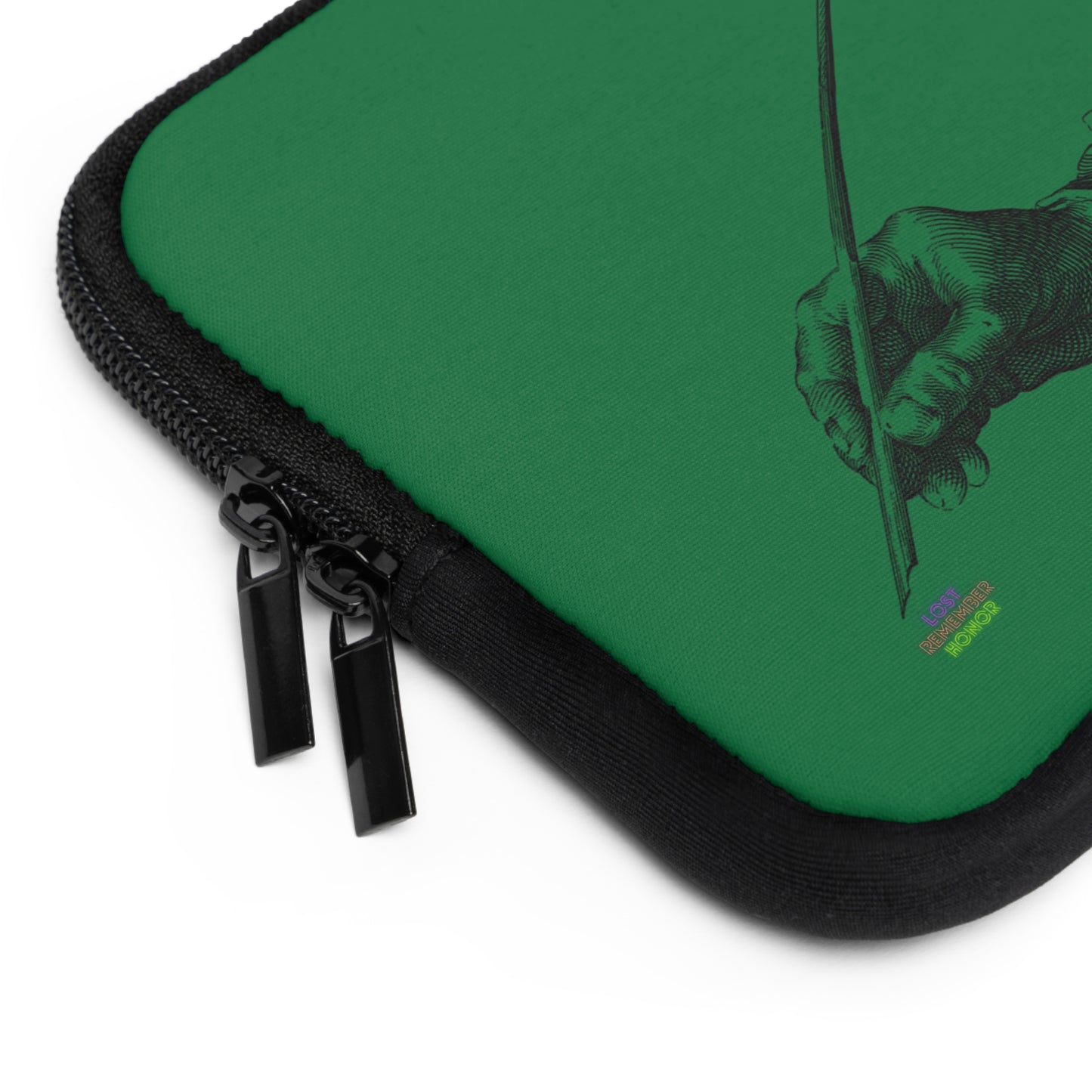 Laptop Sleeve: Writing Dark Green