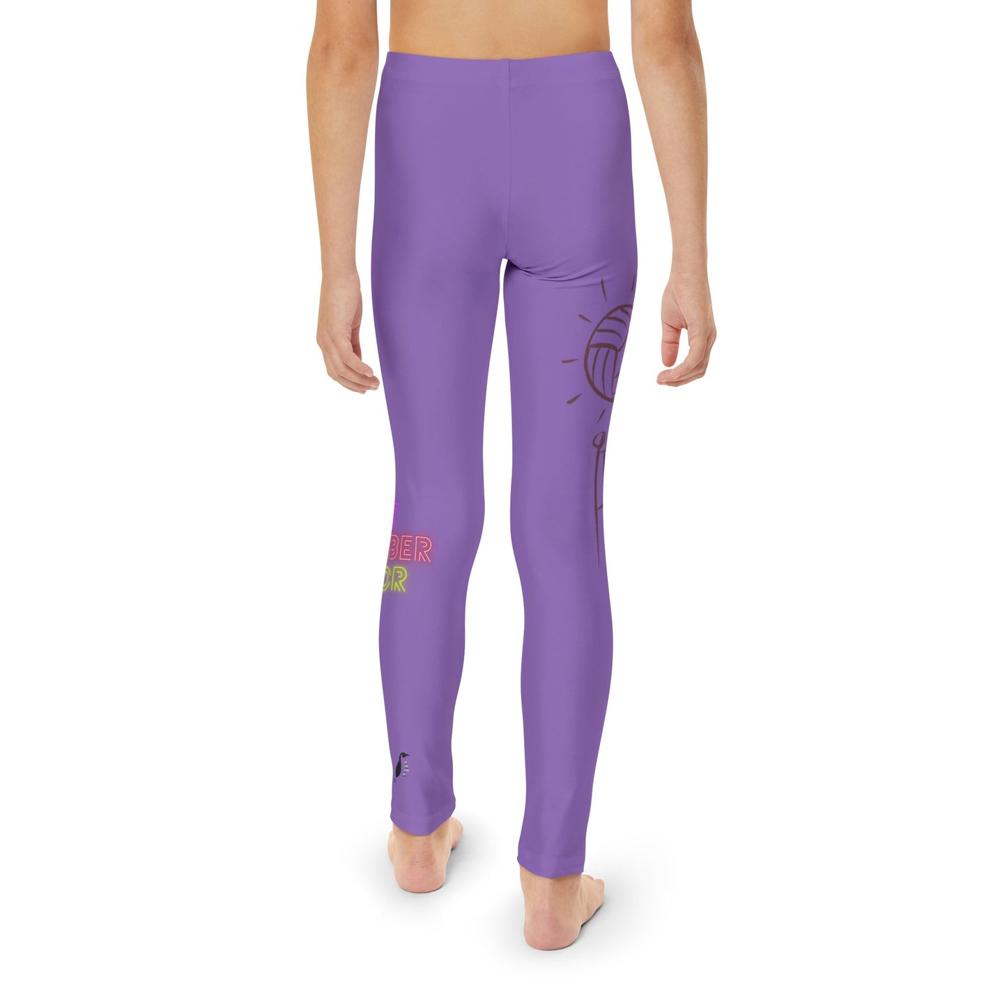 Youth Full-Length Leggings: Volleyball Lite Purple