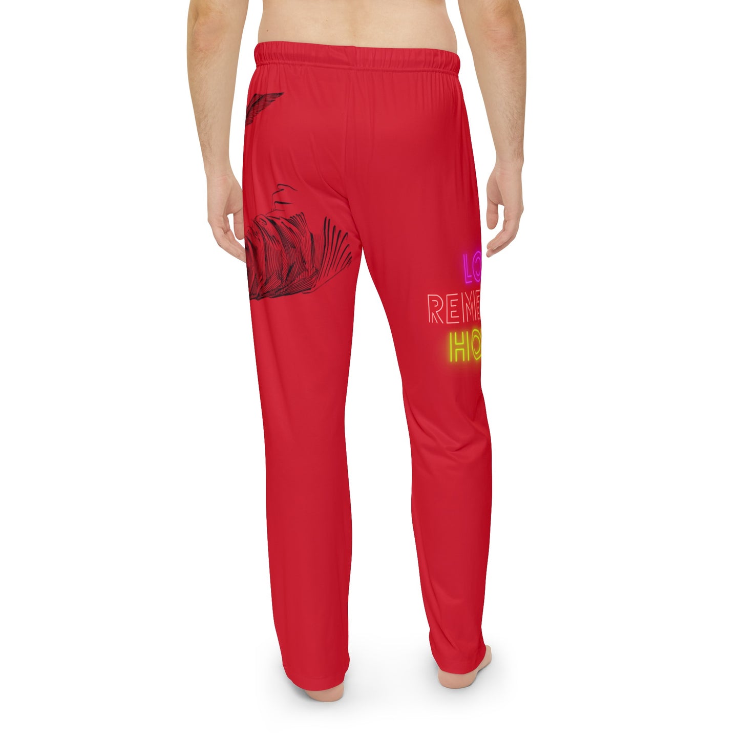 Men's Pajama Pants: Writing Dark Red