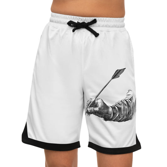 Basketball Rib Shorts: Writing White