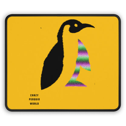 Gaming Mouse Pad: Crazy Penguin World Logo Yellow