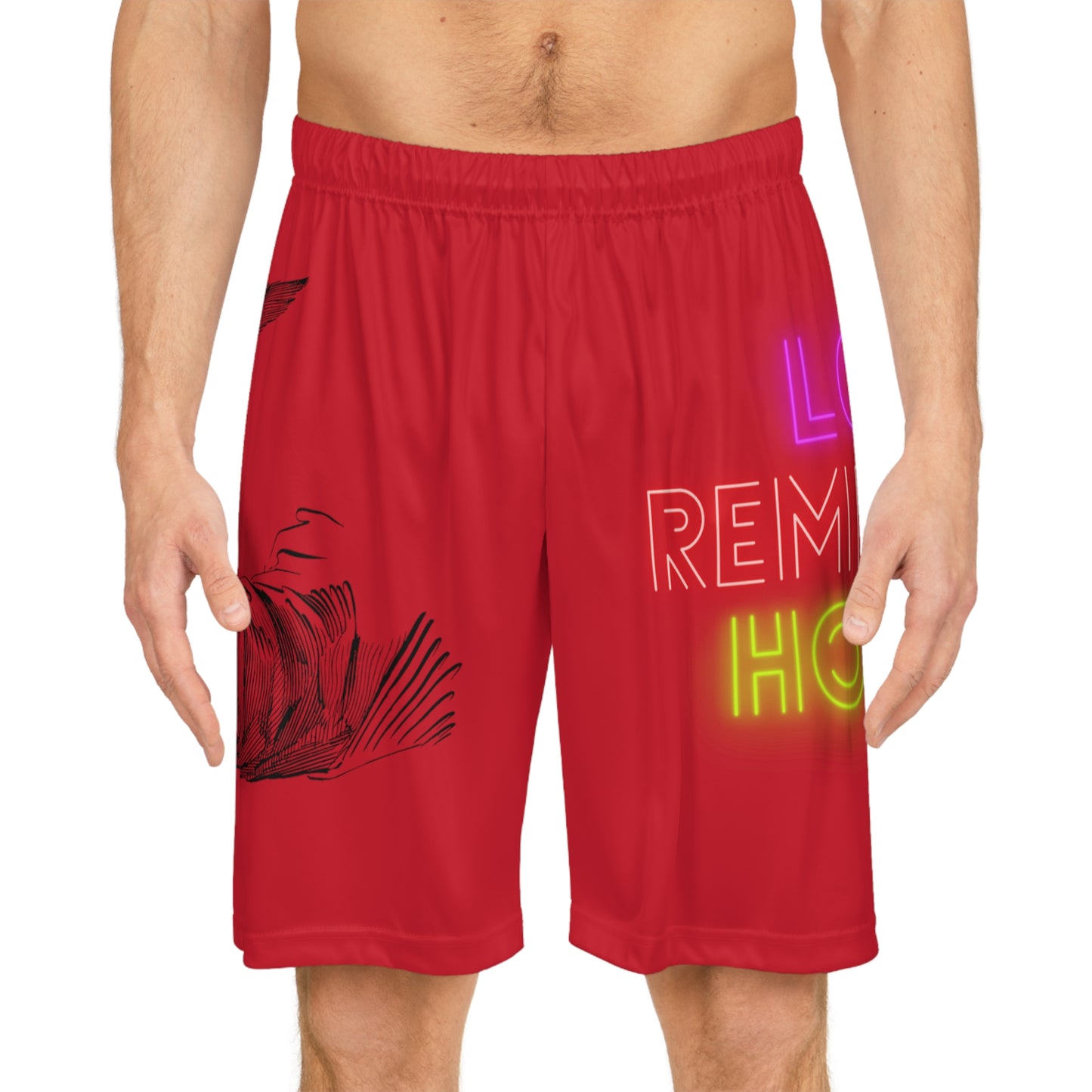 Basketball Shorts: Writing Dark Red