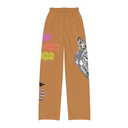 Kids Pajama Pants: Wolves Lite Brown