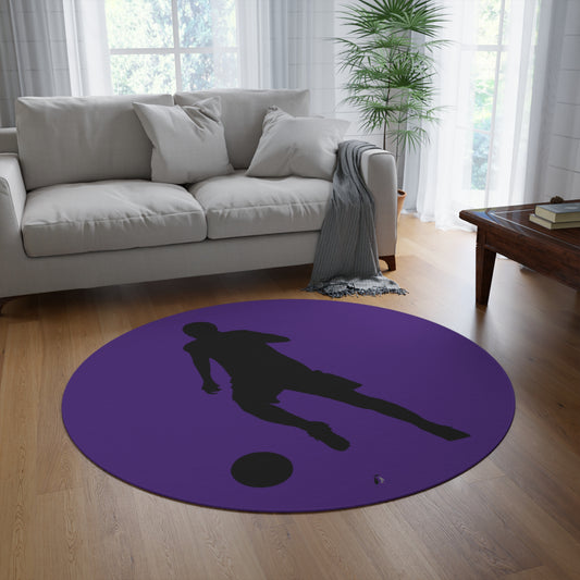 Round Rug: Soccer Purple