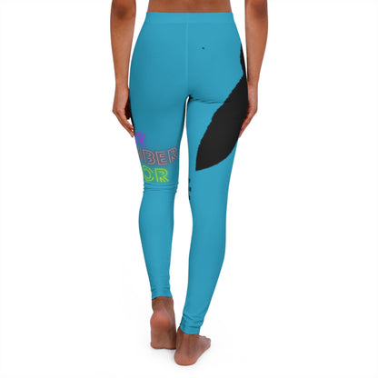 Women's Spandex Leggings: Crazy Penguin World Logo Turquoise