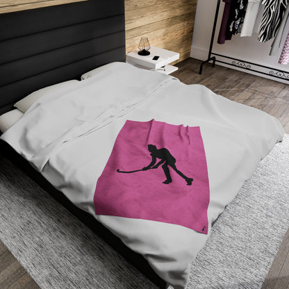 Velveteen Plush Blanket: Hockey Lite Pink