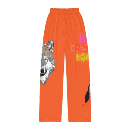 Kids Pajama Pants: Wolves Orange