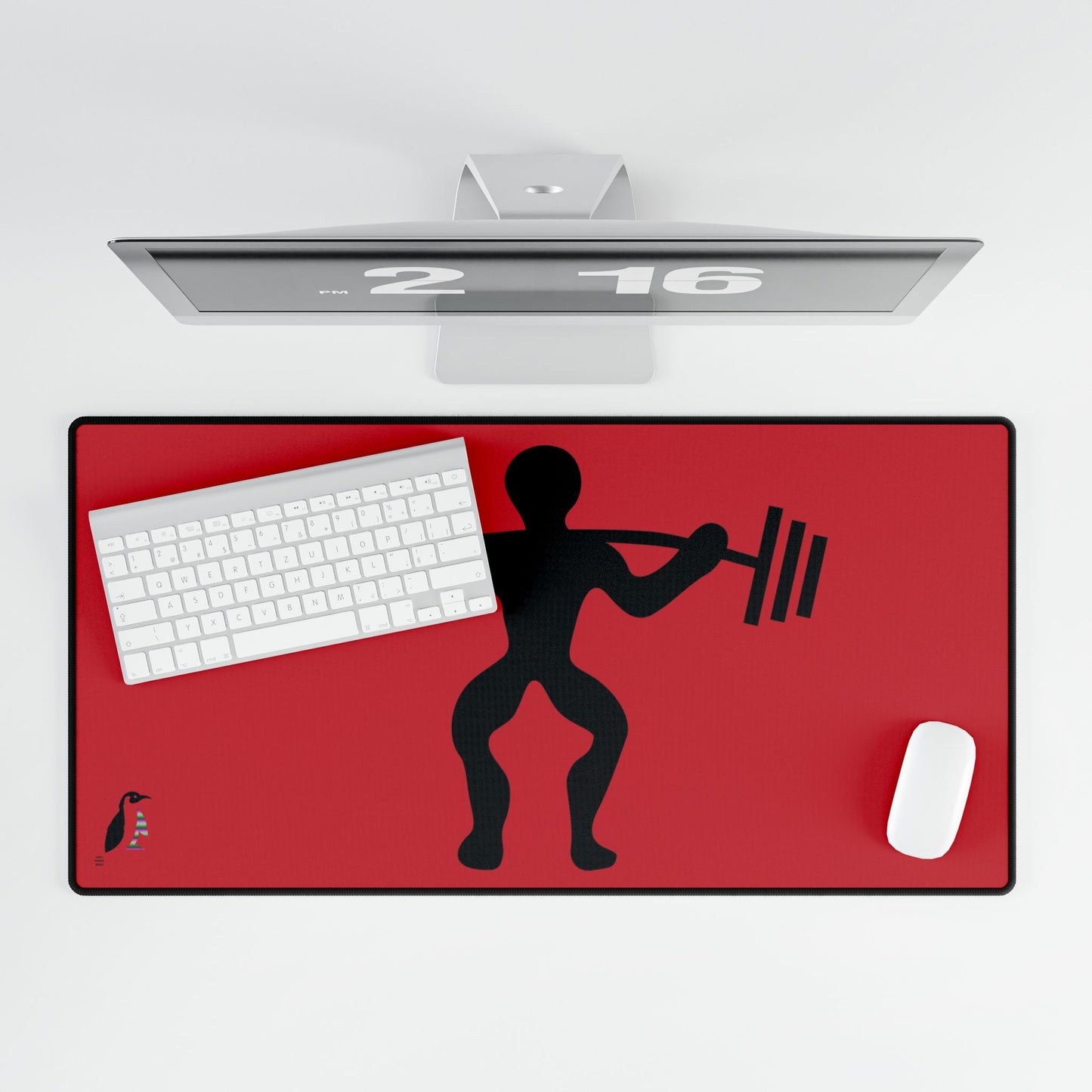 Desk Mats: Weightlifting Dark Red