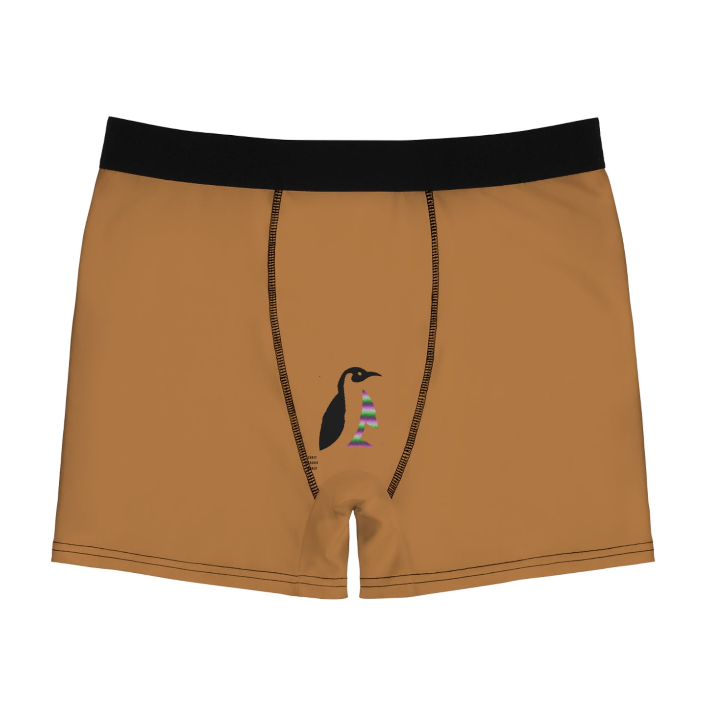 Men's Boxer Briefs: Crazy Penguin World Logo Lite Brown