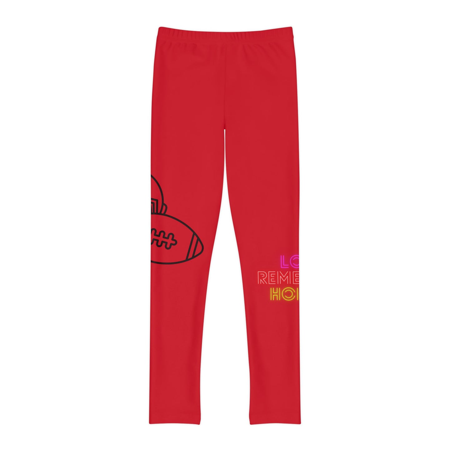 Youth Full-Length Leggings: Football Dark Red