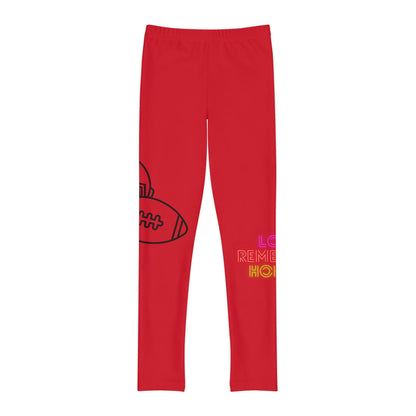 Youth Full-Length Leggings: Football Dark Red