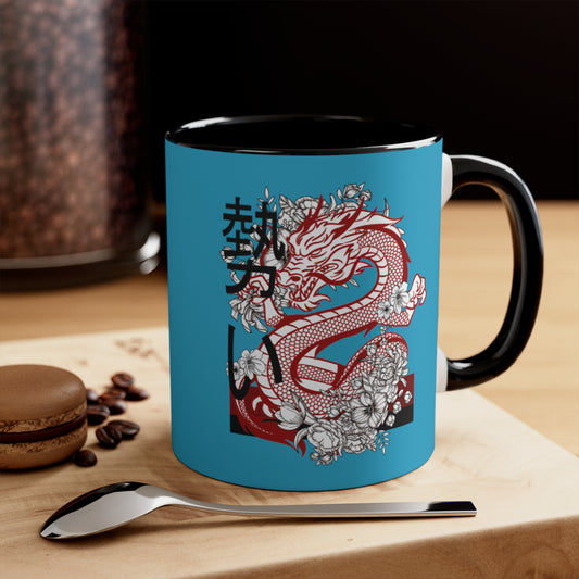 Accent Coffee Mug, 11oz: Dragons Turquoise