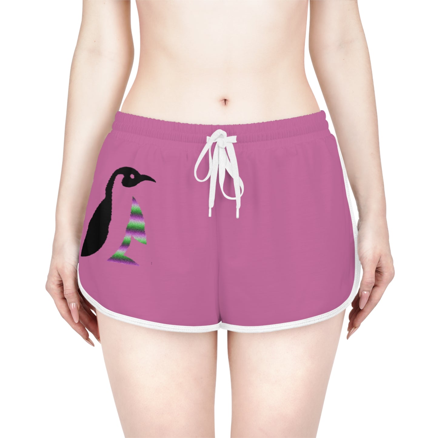 Women's Relaxed Shorts: Crazy Penguin World Logo Lite Pink