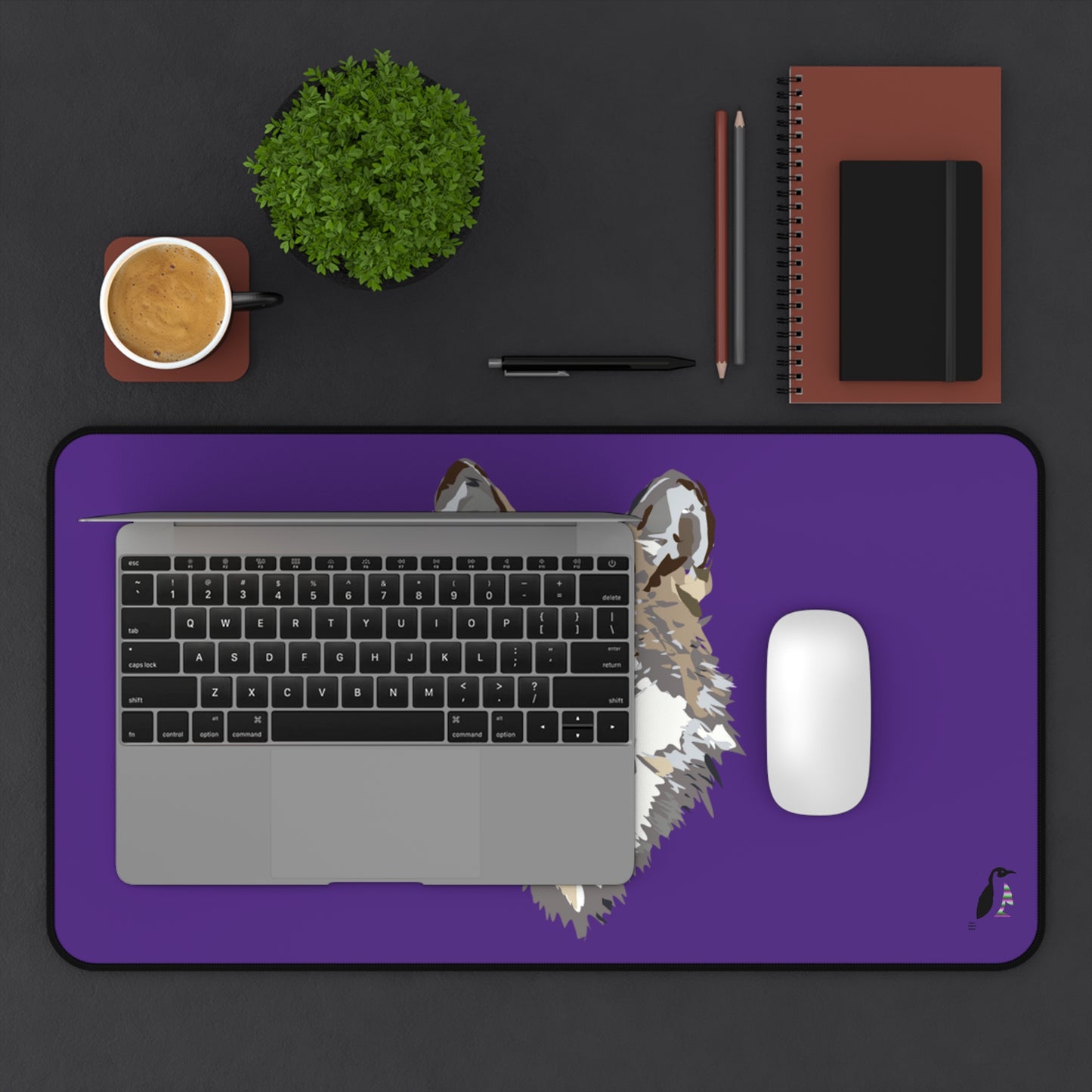 Desk Mat: Wolves Purple