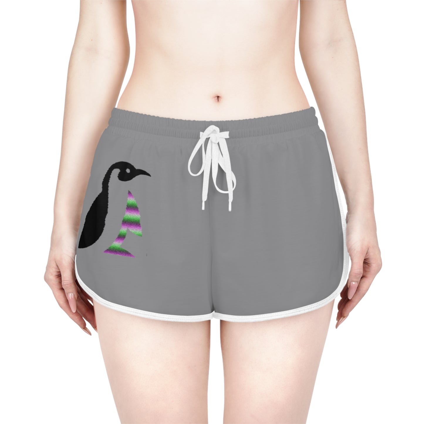 Women's Relaxed Shorts: Crazy Penguin World Logo Grey